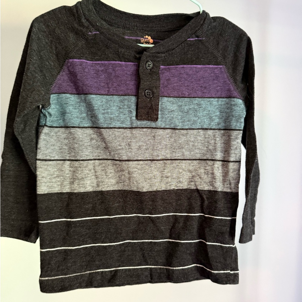 OshKosh B'gosh Long Sleeve Tee Purple and Gray Stripes